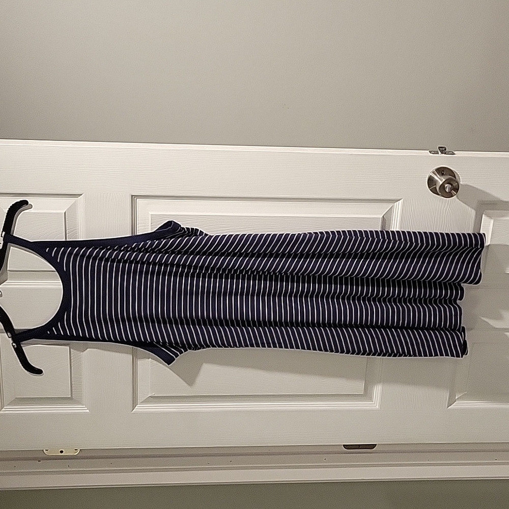 Blue striped tank swing dress